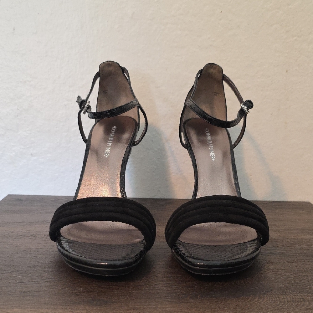 Donald J. Pliner Black Block Heel Sandals